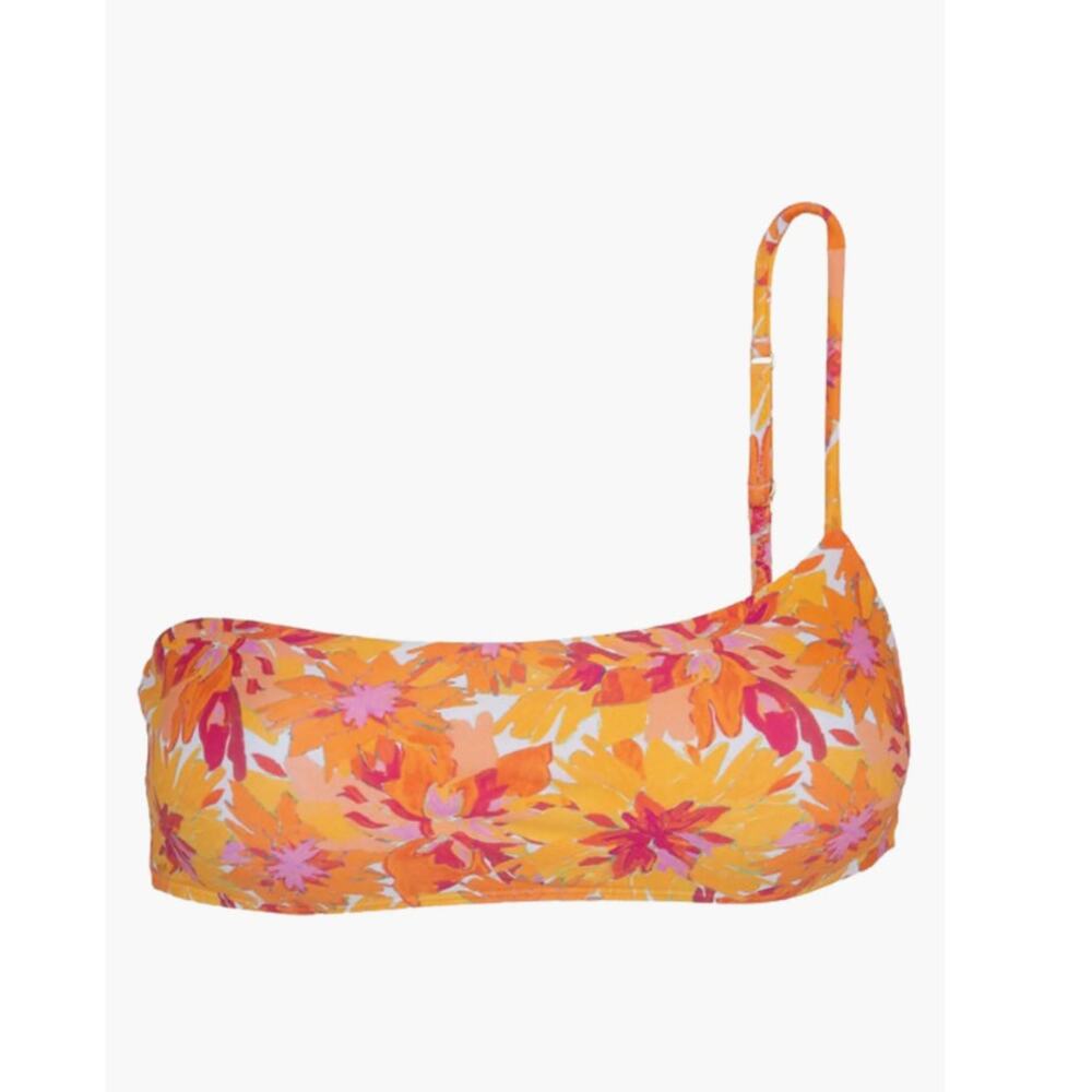 VIX Swimwear Lowana Orange Floral Single Strap Bikini Top NEW D Cup